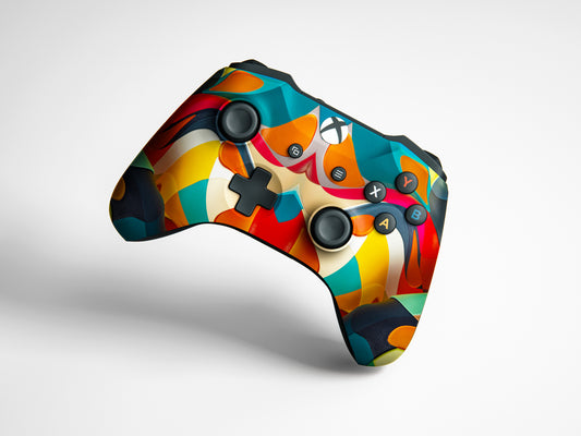 Blue And Orange Paint Design Matte Finish Controller Skin
