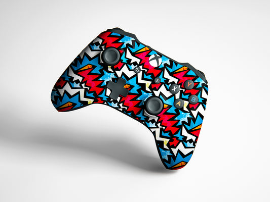 Funky Zig Zag Red And Blue Matte Finish Controller Skin