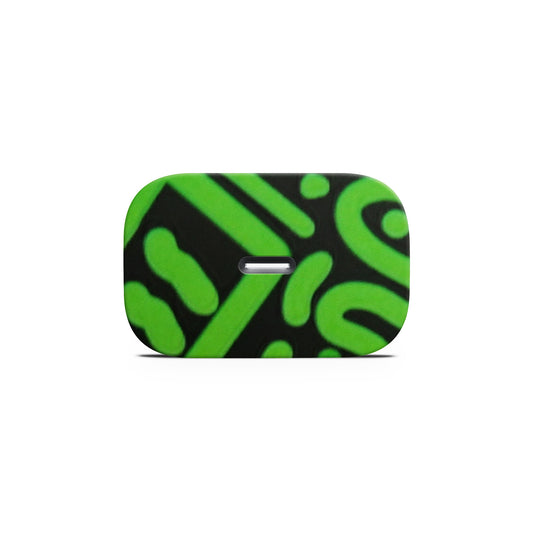Green Yellow Line Doodle 3D Textured Skin For Charger