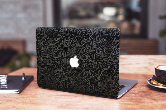 White Line Swirl Matte Finish Laptop Skin