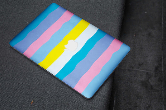 Pink And Yellow Rainbow Pattern Matte Finish Latest Laptop Skin