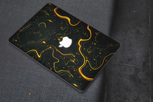 Black Golden Lines 3D Textured Laptop Skin