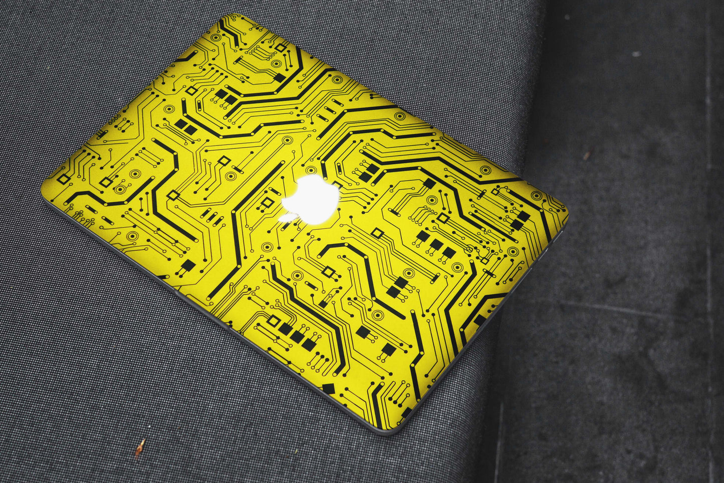 Yellow Tech Circuit Matte Finish Laptop Skin