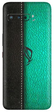 ASUS Phone Skins (All Models) - Black Green Dual Leather Stich - 3D Embossed Finish (L-233) Asus ROG Phone 3