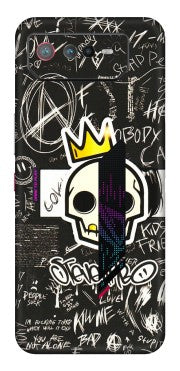 ASUS Phone Skins (All Models) - Funny Skull Black Chalk Grafitti - 3D Embossed Finish (L-22) Asus ROG Phone 6 (5G)