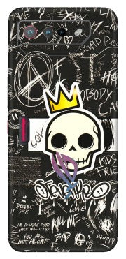 ASUS Phone Skins (All Models) - Funny Skull Black Chalk Grafitti - 3D Embossed Finish (L-22) Asus ROG Phone 7 (5G)