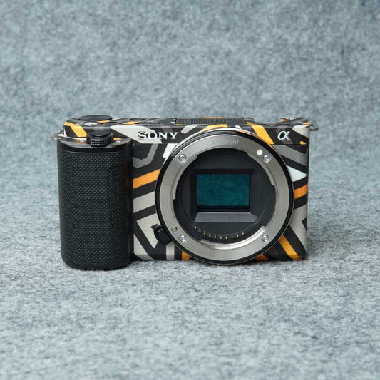 Yellow Grey Zig Zag Matte Finish Camera Skin - Skinly