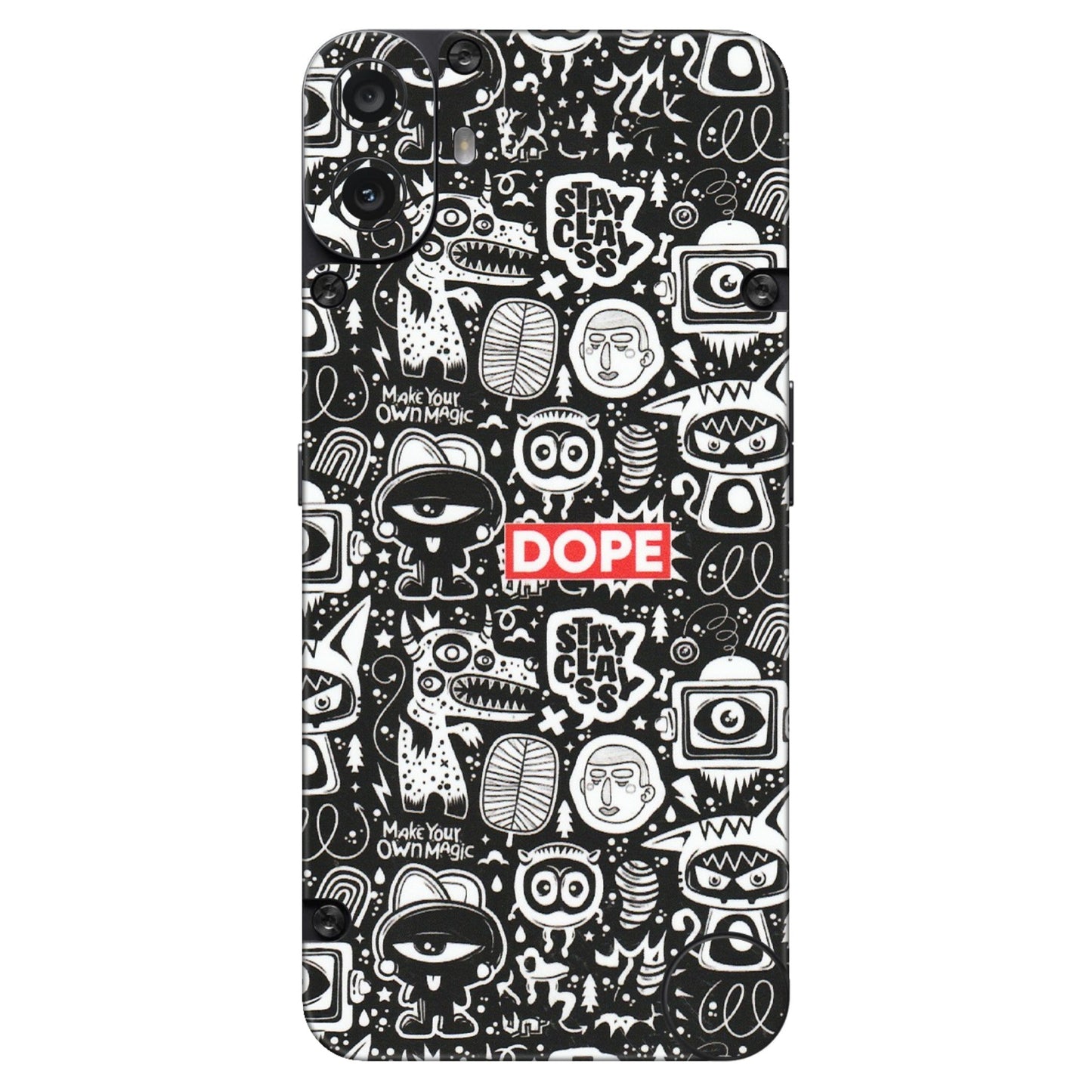 CMF by Nothing Phone Skins - Dope Stay Classy Black Doodles - Matte Finish (M-126) CMF Phone 1