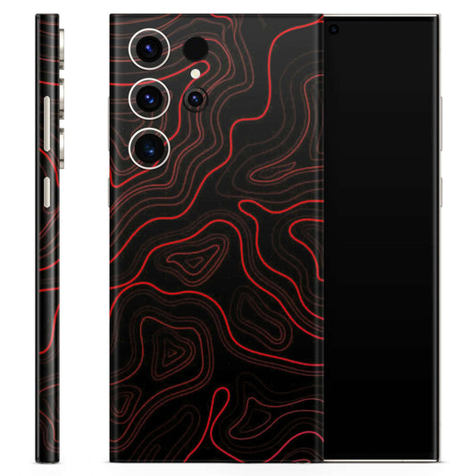 Abstract Red Line Map 3D Textured Latest Phone Skin