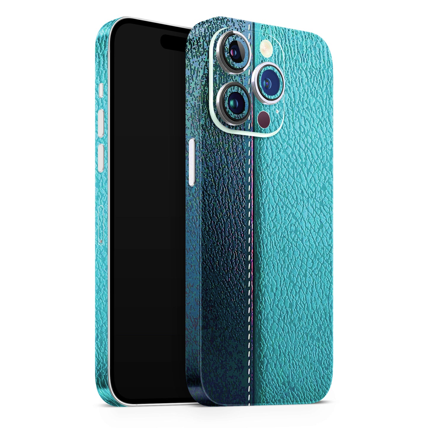 Black Green Dual Leather Stich 3D Finish Phone Skin