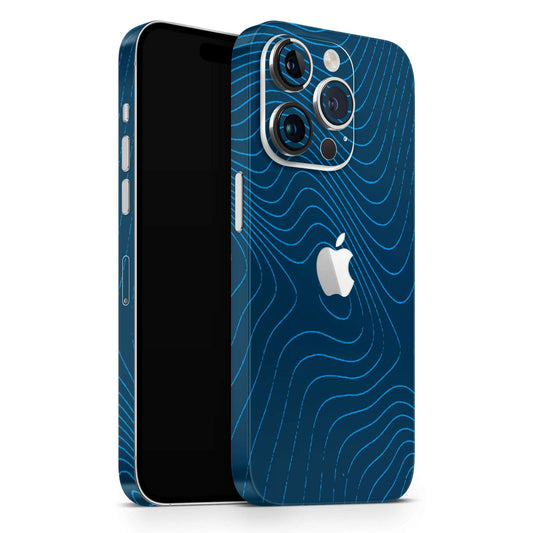 Abstract Blue Line Map 3D Textured Latest Phone Skin