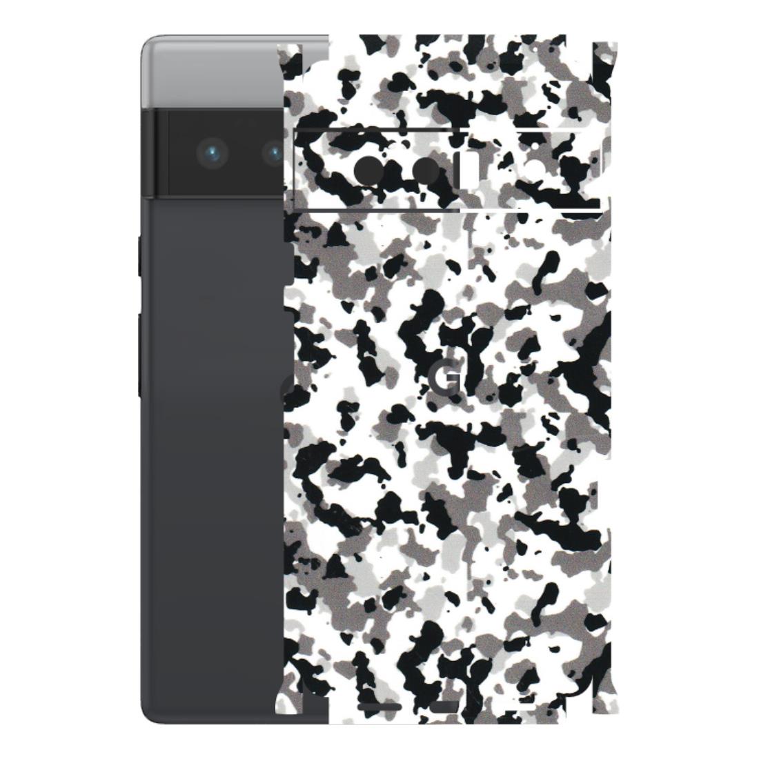 Google Pixel Phone Skins (All Models) - White Black Camouflage - 3D Embossed Finish (L-18) Google Pixel 6 PRO