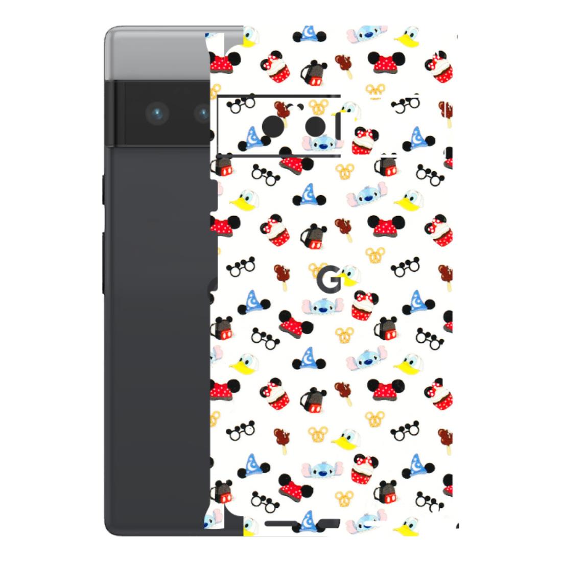 Google Pixel Phone Skins (All Models) - Minnie Mouse & Donald Doodles s - 3D Embossed Finish (L-194) Google Pixel 6 PRO