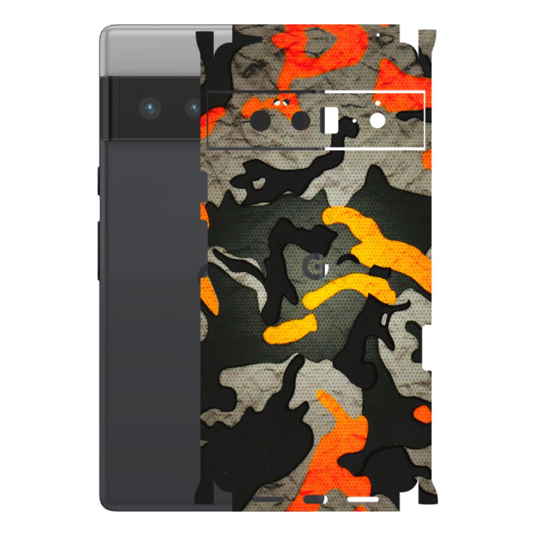 Google Pixel Phone Skins (All Models) - Orange Camouflage - 3D Embossed Finish (L-204) Google Pixel 6 PRO