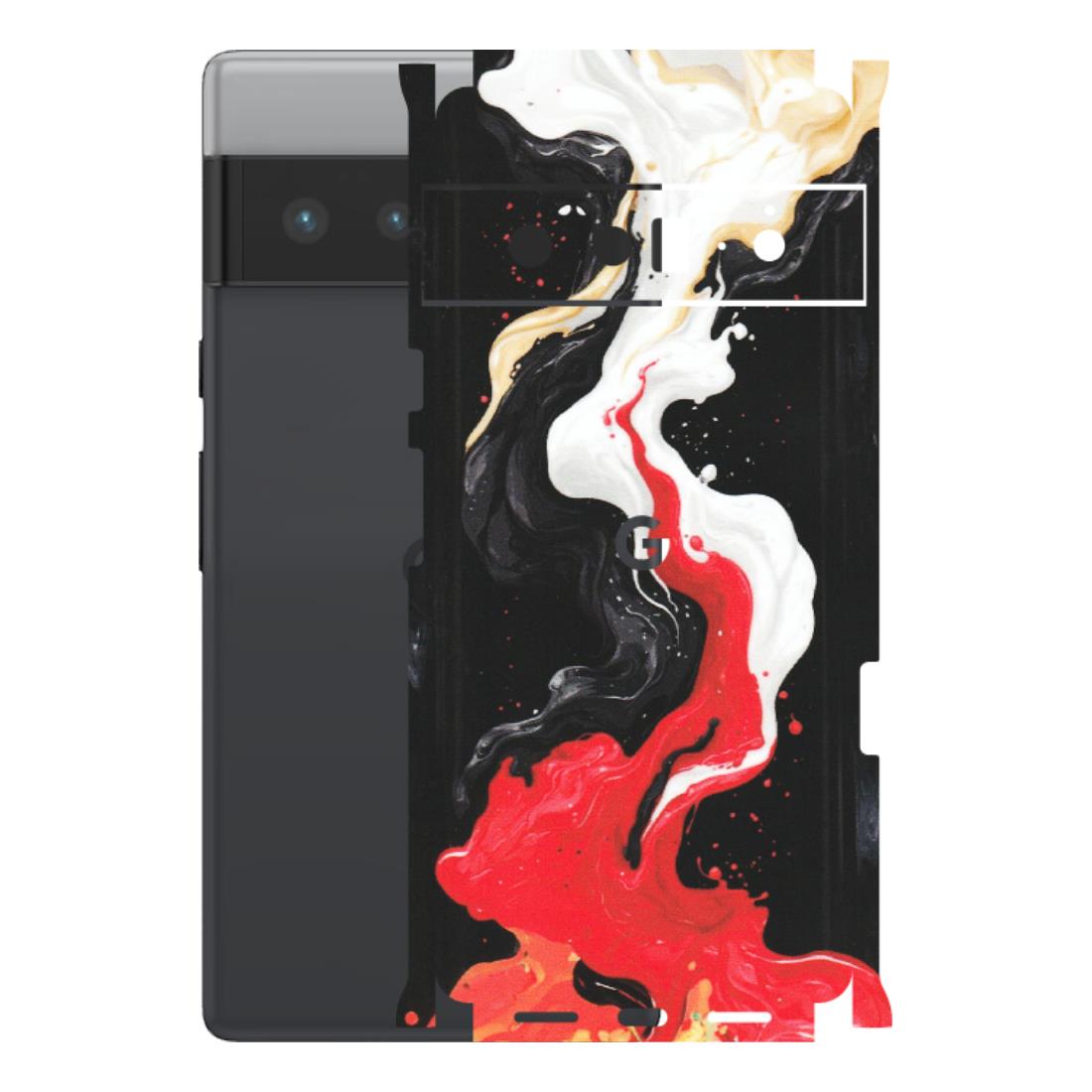 Google Pixel Phone Skins (All Models) - Black Red White Paint Splash Fusion - Matte Finish (M-56) Google Pixel 6 PRO
