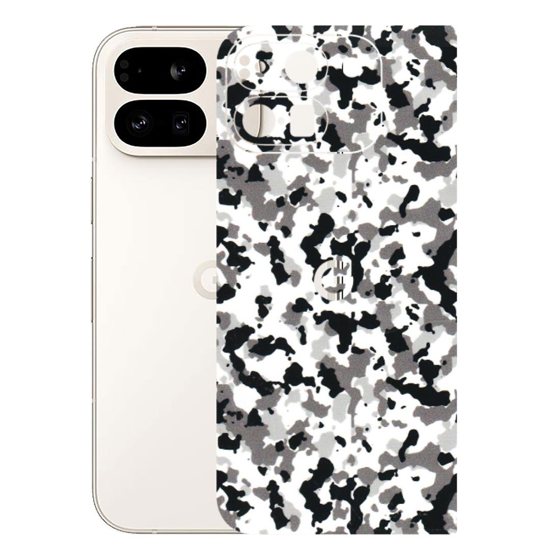 Google Pixel Phone Skins (All Models) - White Black Camouflage - 3D Embossed Finish (L-18) Google Pixel 9 PRO FOLD