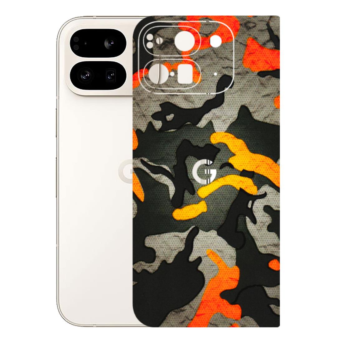 Google Pixel Phone Skins (All Models) - Orange Camouflage - 3D Embossed Finish (L-204) Google Pixel 9 PRO FOLD