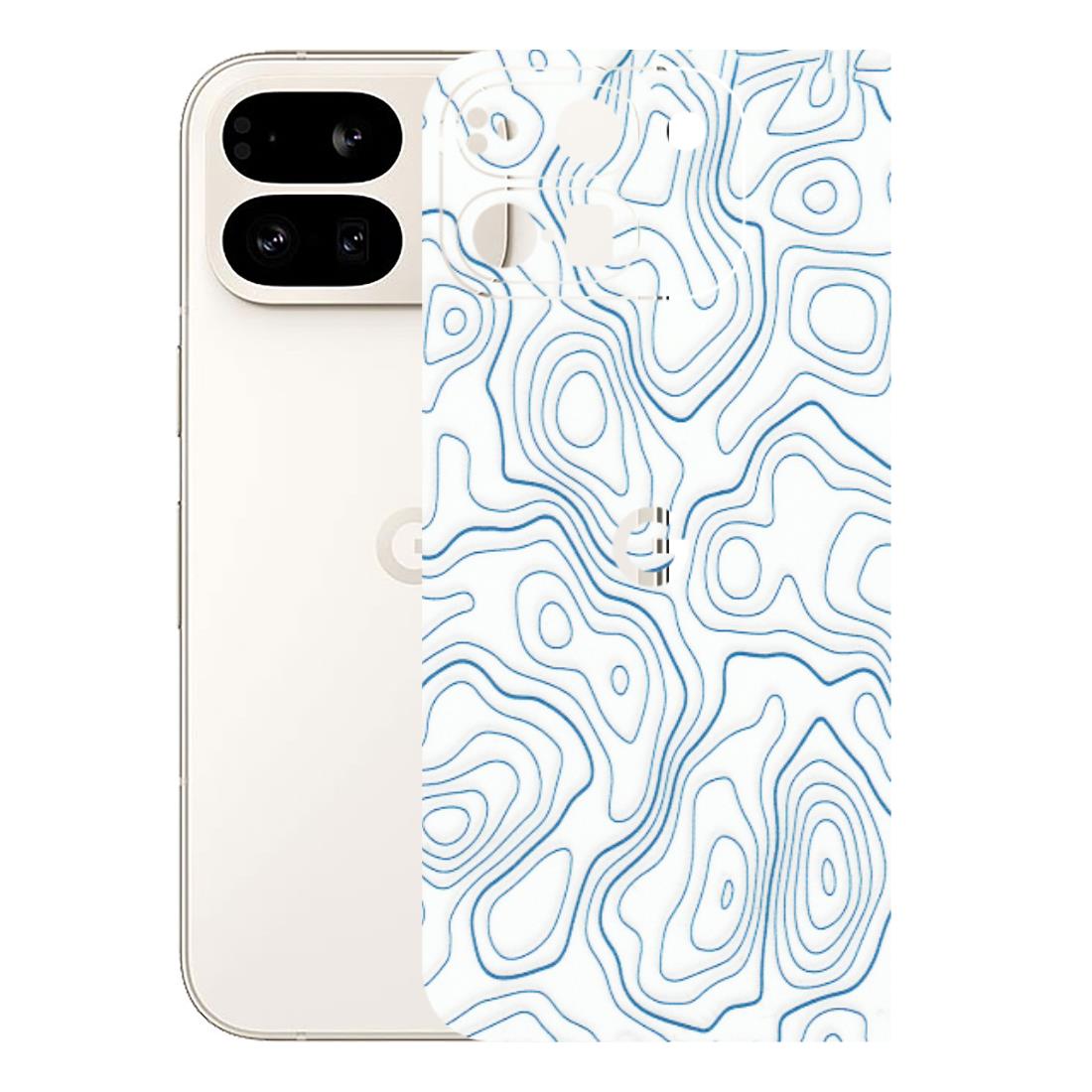 Google Pixel Phone Skins (All Models) - Blue And White Swirls - Matte Finish (M-139) Google Pixel 9 PRO FOLD