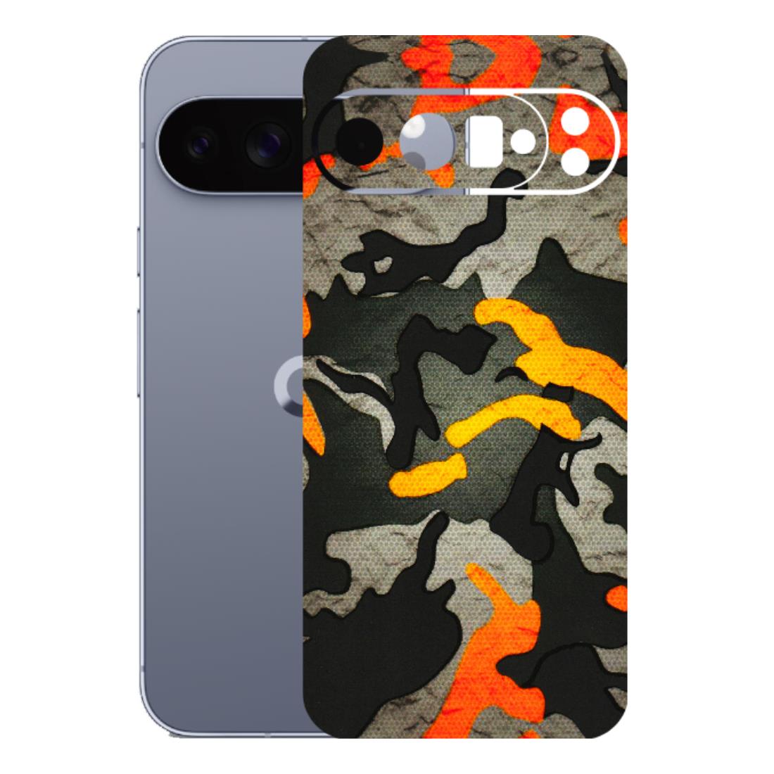 Google Pixel Phone Skins (All Models) - Orange Camouflage - 3D Embossed Finish (L-204) Google Pixel 10 Pro XL