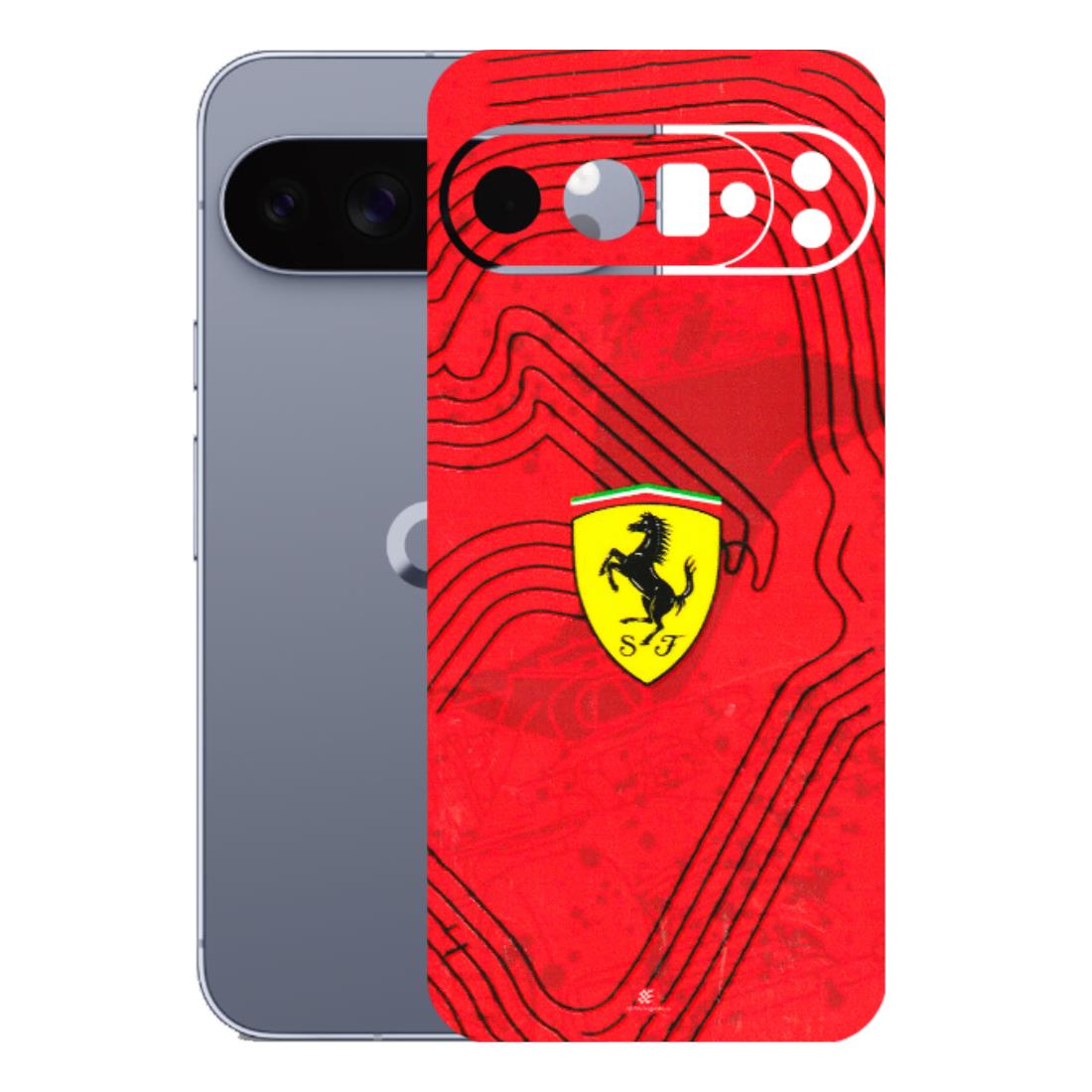 Google Pixel Phone Skins (All Models) - Red Ferrari Logo Stylish - 3D Embossed Finish (L-238) Google Pixel 10 Pro XL