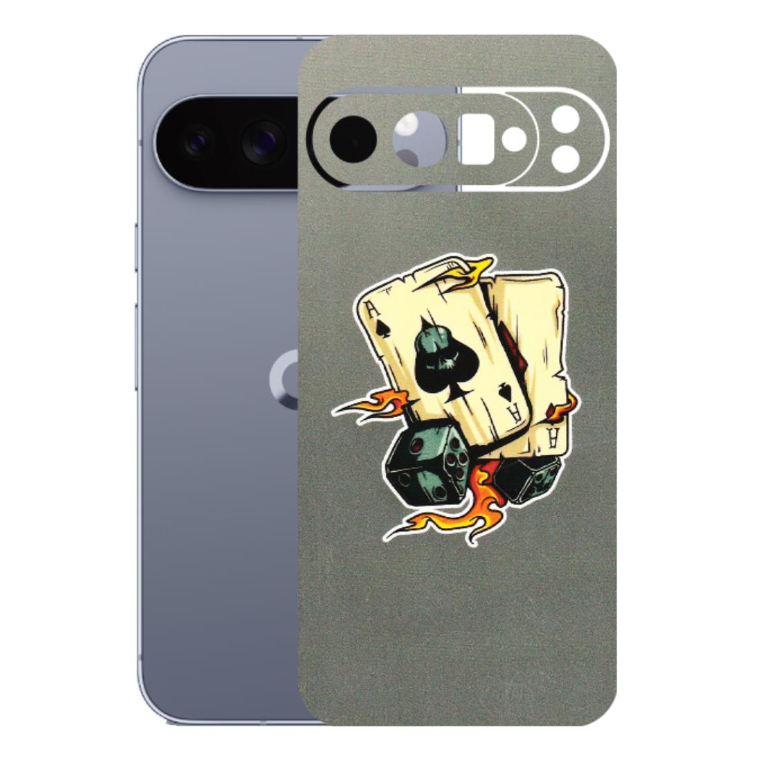 Google Pixel Phone Skins (All Models) - Grey Cards Of Ace - 3D Embossed Finish (L-77) Google Pixel 10 Pro XL