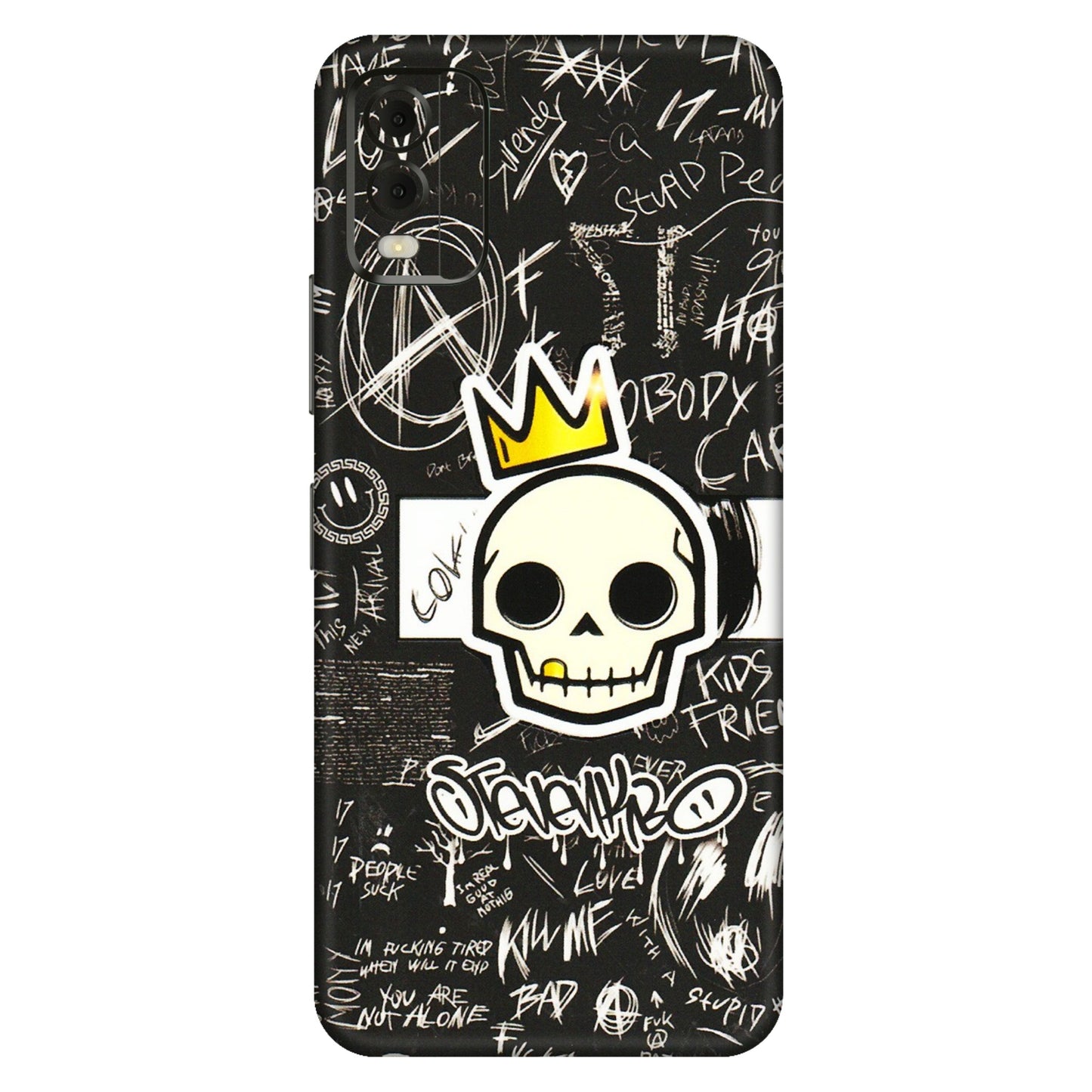 HMD NOKIA Phone Skins (All Models) - Funny Skull Black Chalk Grafitti - 3D Embossed Finish (L-22) HMD Nokia C32