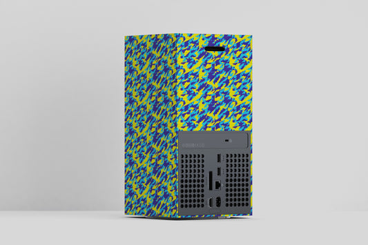 Xbox Series X Yellow And Blue Camouflage Matte Finish Skin