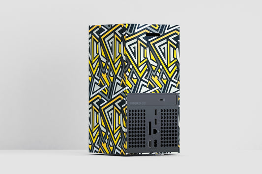 Xbox Series X Yellow And Grey Zig Zag Matte Finish Skin