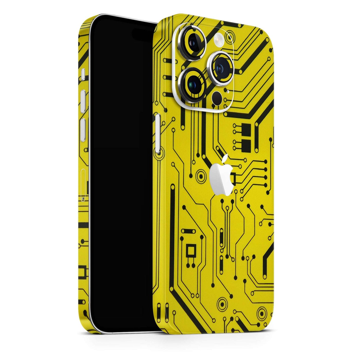 Yellow Tech Circuit Matte Finish Phone Skin