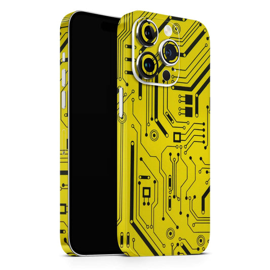 Yellow Tech Circuit Matte Finish Phone Skin