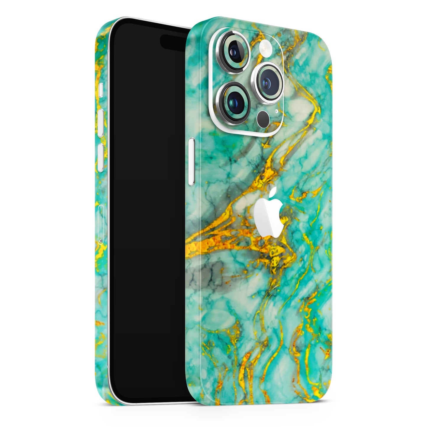 Green And Gold Marble Feel Matte Finish Phone Skin