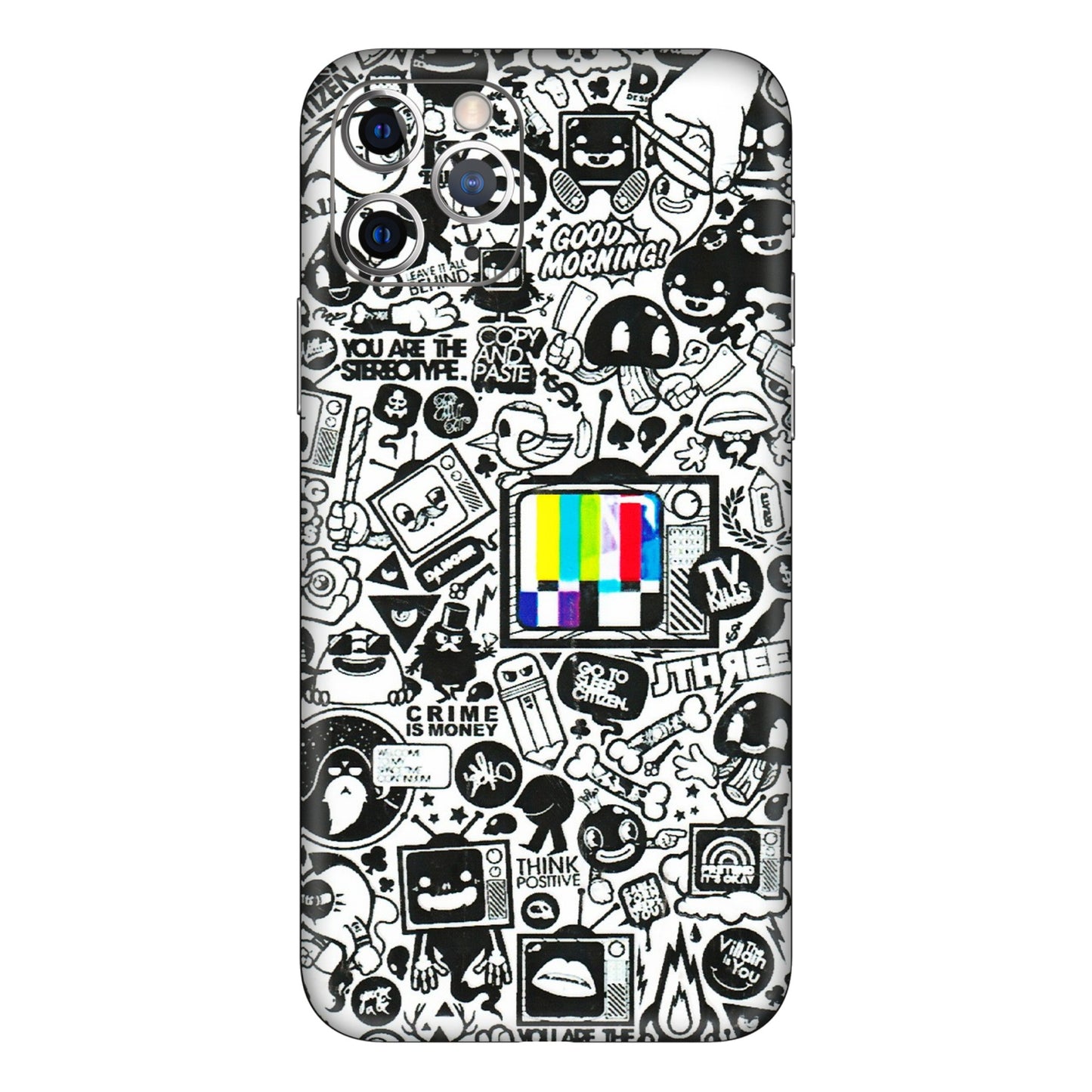 Apple iPhone Skins (All Models) - Doodles Positive Art - 3D Embossed Finish (L-263) iPhone 11 Pro Max