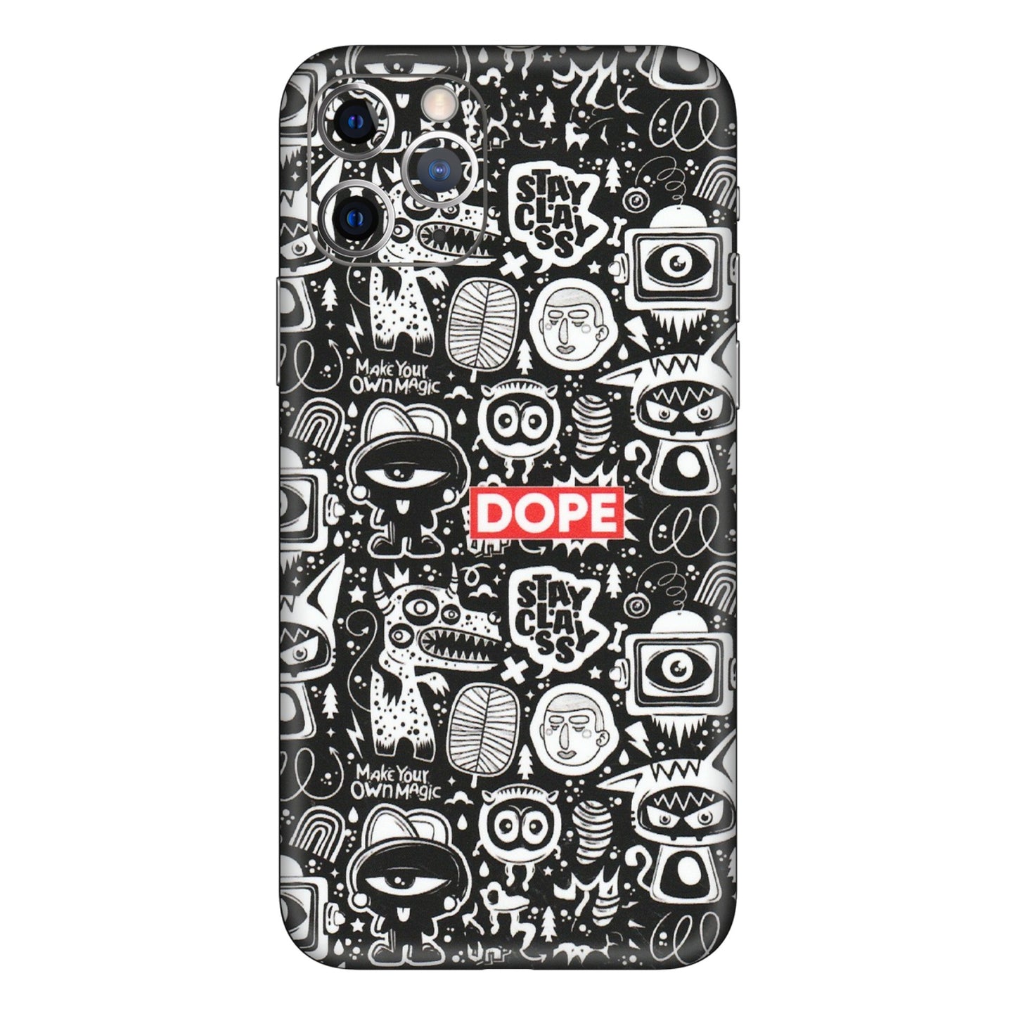 Apple iPhone Skins (All Models) - Dope Stay Classy Black Doodles - Matte Finish (M-126) iPhone 11 Pro Max