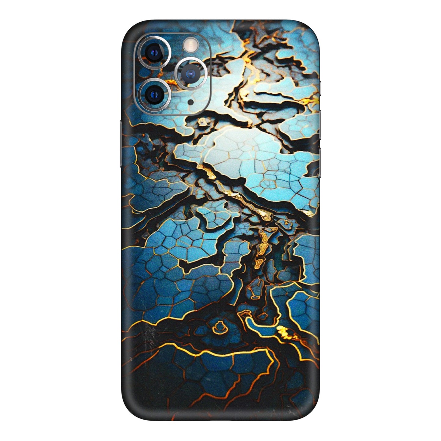 Apple iPhone Skins (All Models) - Blue Gold Abstract - 3D Embossed Finish (L-11) iPhone 11 Pro