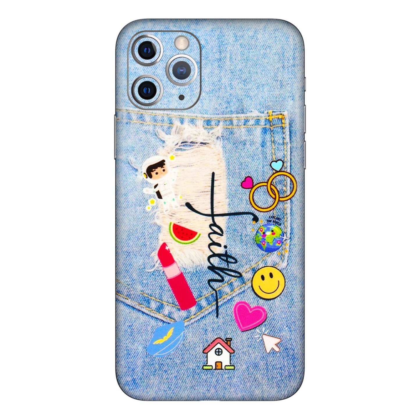 Apple iPhone Skins (All Models) - Denim Jeans Pocket - 3D Embossed Finish (L-134) iPhone 11 Pro