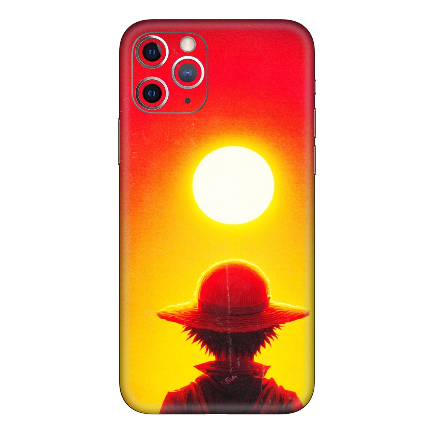 Apple iPhone Skins (All Models) - Cool Sunset With Monkey D.Luffy Anime - 3D Embossed Finish (L-329) iPhone 11 Pro