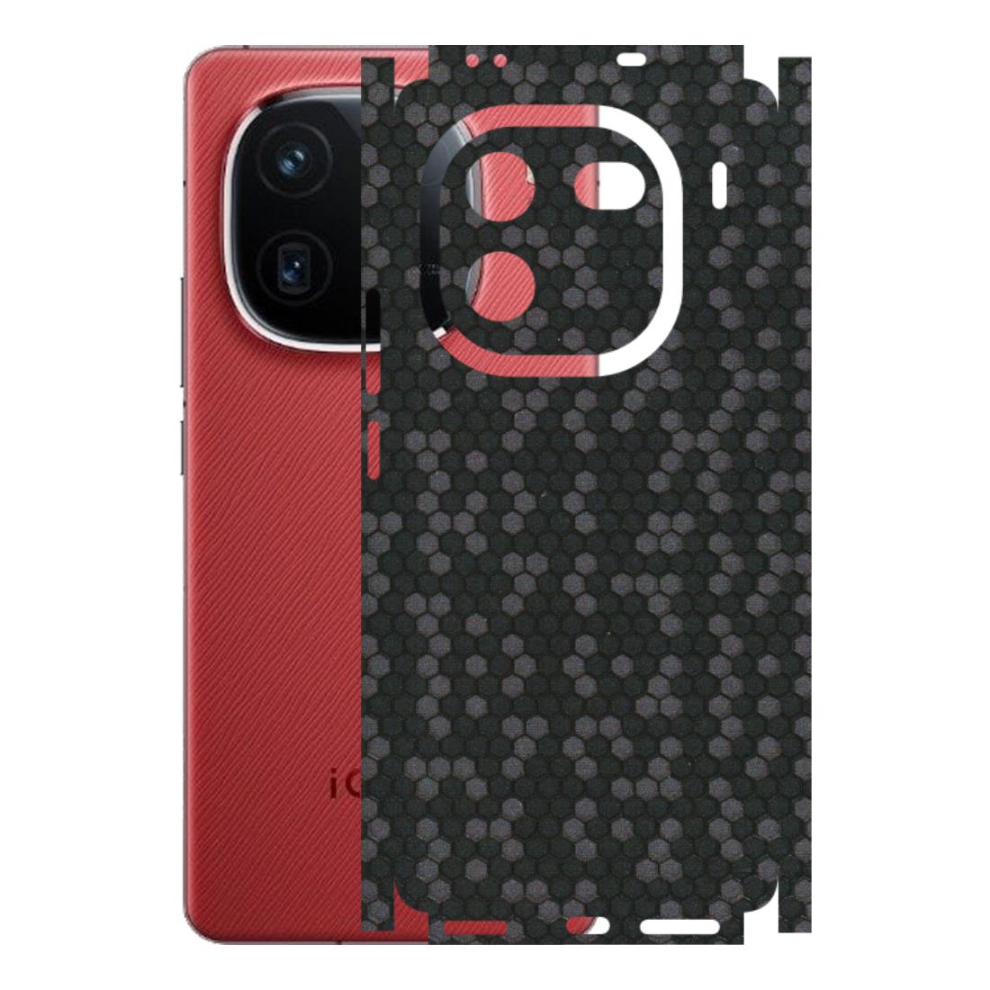 IQOO Phone Skins (All Models) - Black Grey Honeycomb Sober - 3D Embossed Finish (L-85) IQOO 12 5G