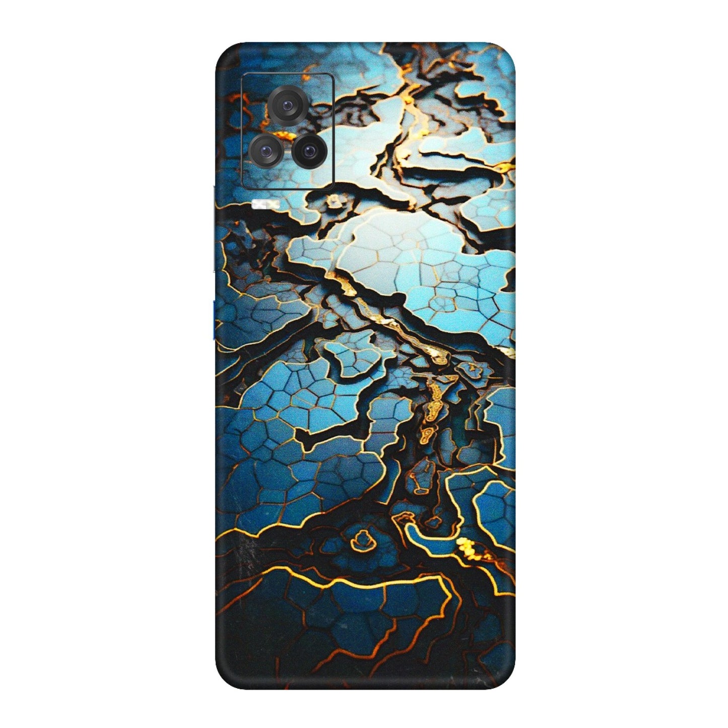 IQOO Phone Skins (All Models) - Blue Gold Abstract - 3D Embossed Finish (L-11) IQOO 7 Legend