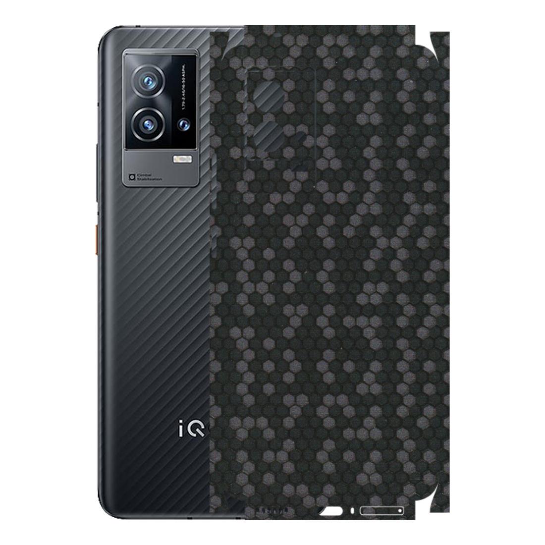 IQOO Phone Skins (All Models) - Black Grey Honeycomb Sober - 3D Embossed Finish (L-85) IQOO 9 5G