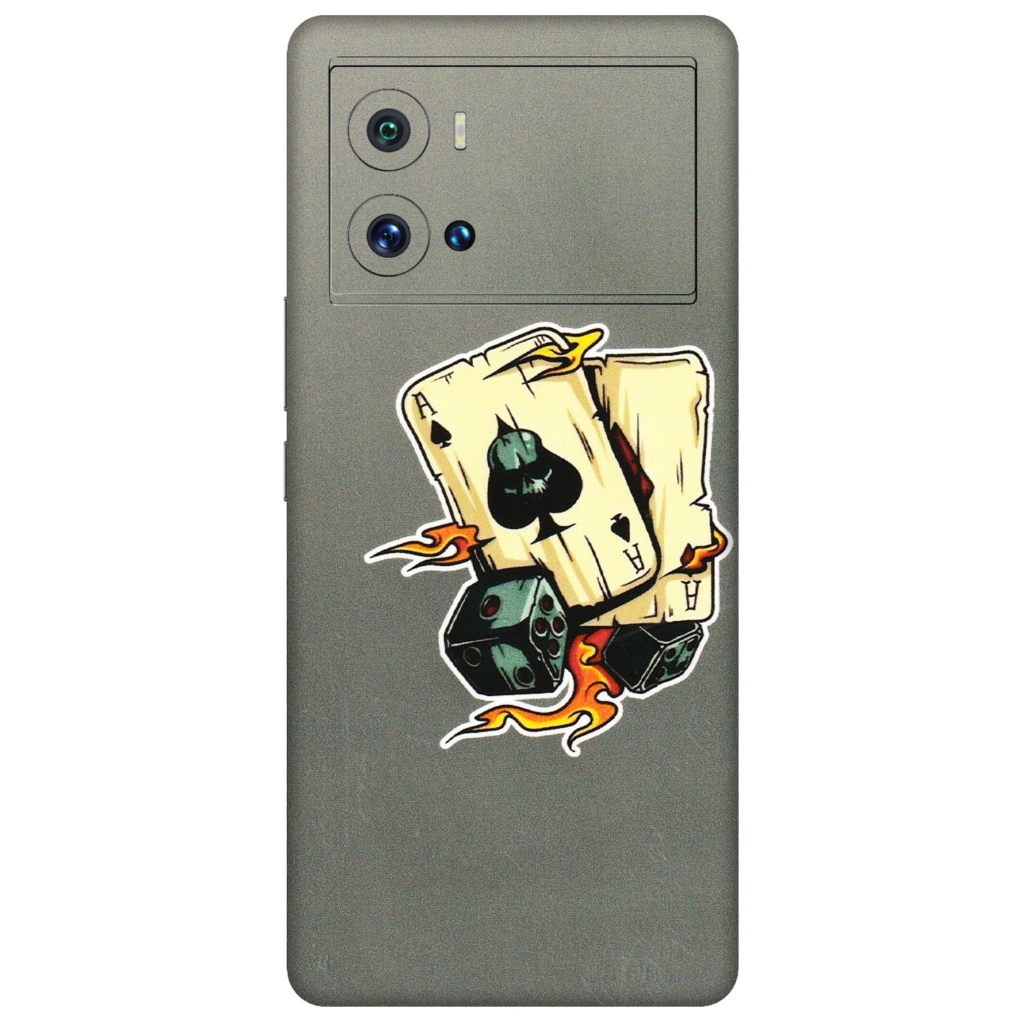 IQOO Phone Skins (All Models) - Grey Cards Of Ace - 3D Embossed Finish (L-77) IQOO 9 Pro 5G