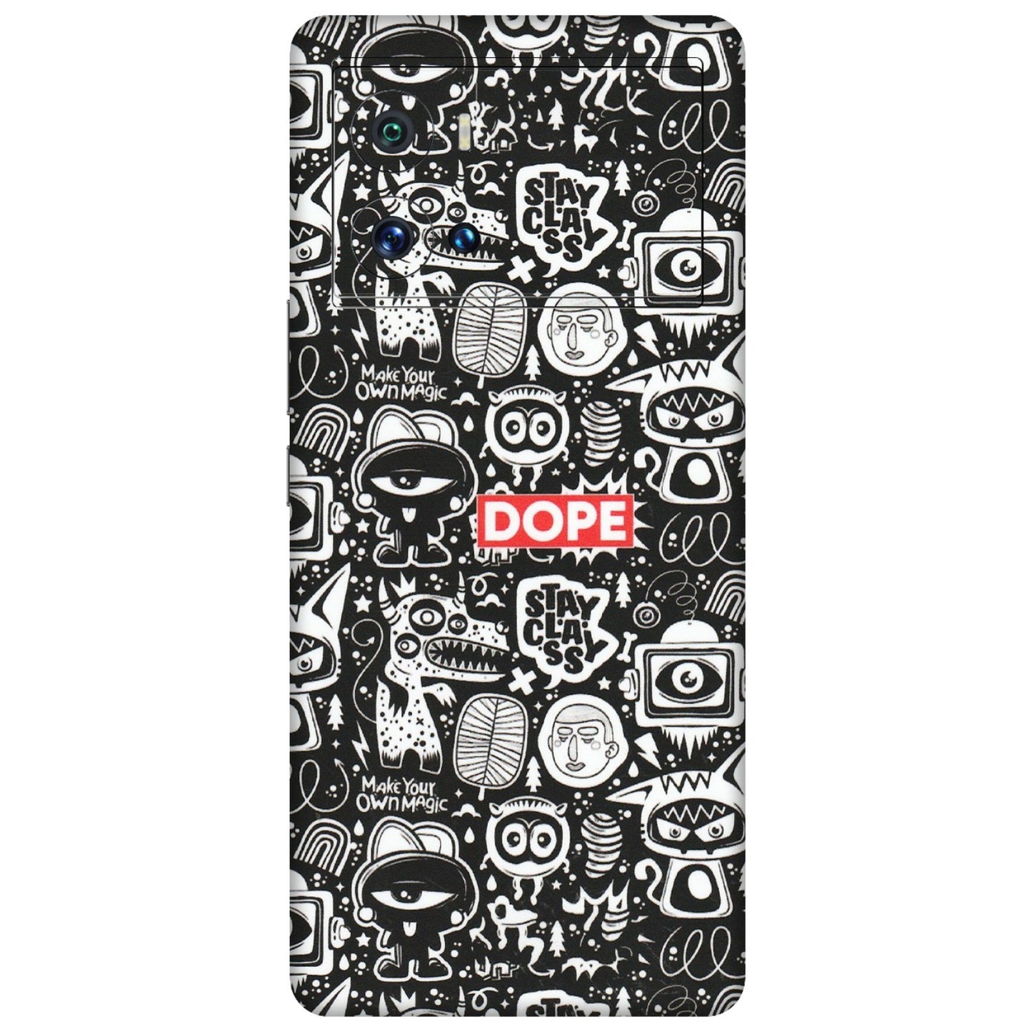 IQOO Phone Skins (All Models) - Dope Stay Classy Black Doodles - Matte Finish (M-126) IQOO 9 Pro 5G