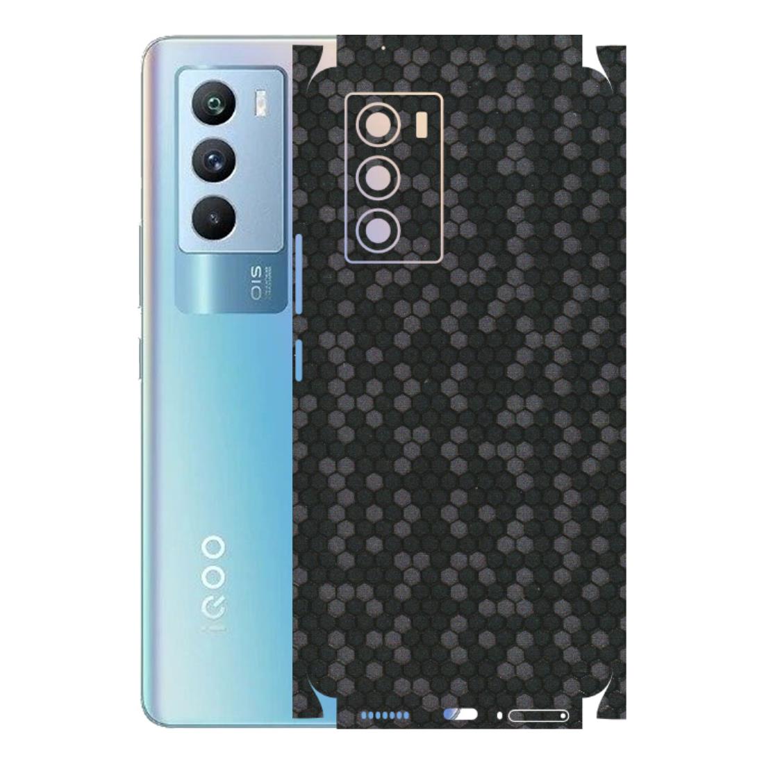 IQOO Phone Skins (All Models) - Black Grey Honeycomb Sober - 3D Embossed Finish (L-85) IQOO 9 SE 5G
