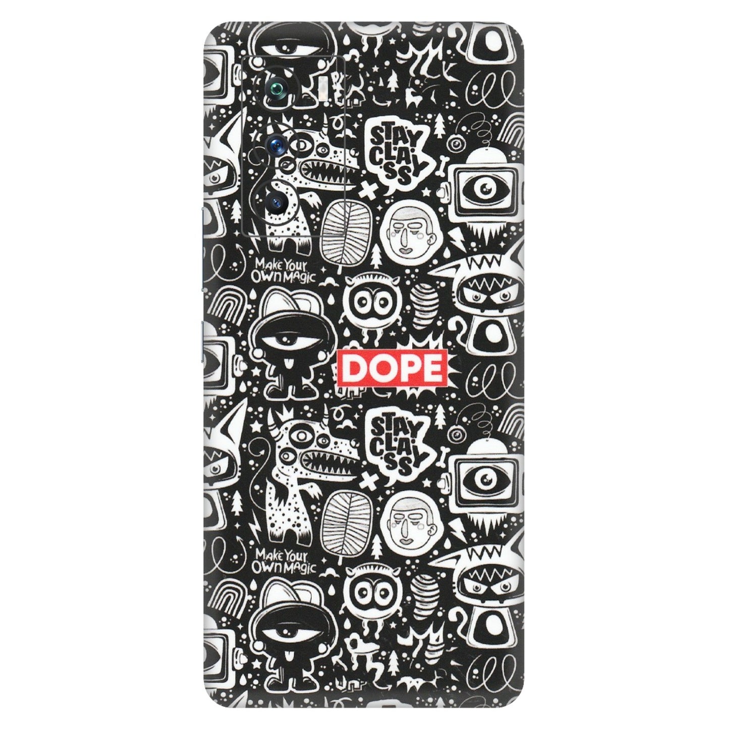 IQOO Phone Skins (All Models) - Dope Stay Classy Black Doodles - Matte Finish (M-126) IQOO 9 SE 5G