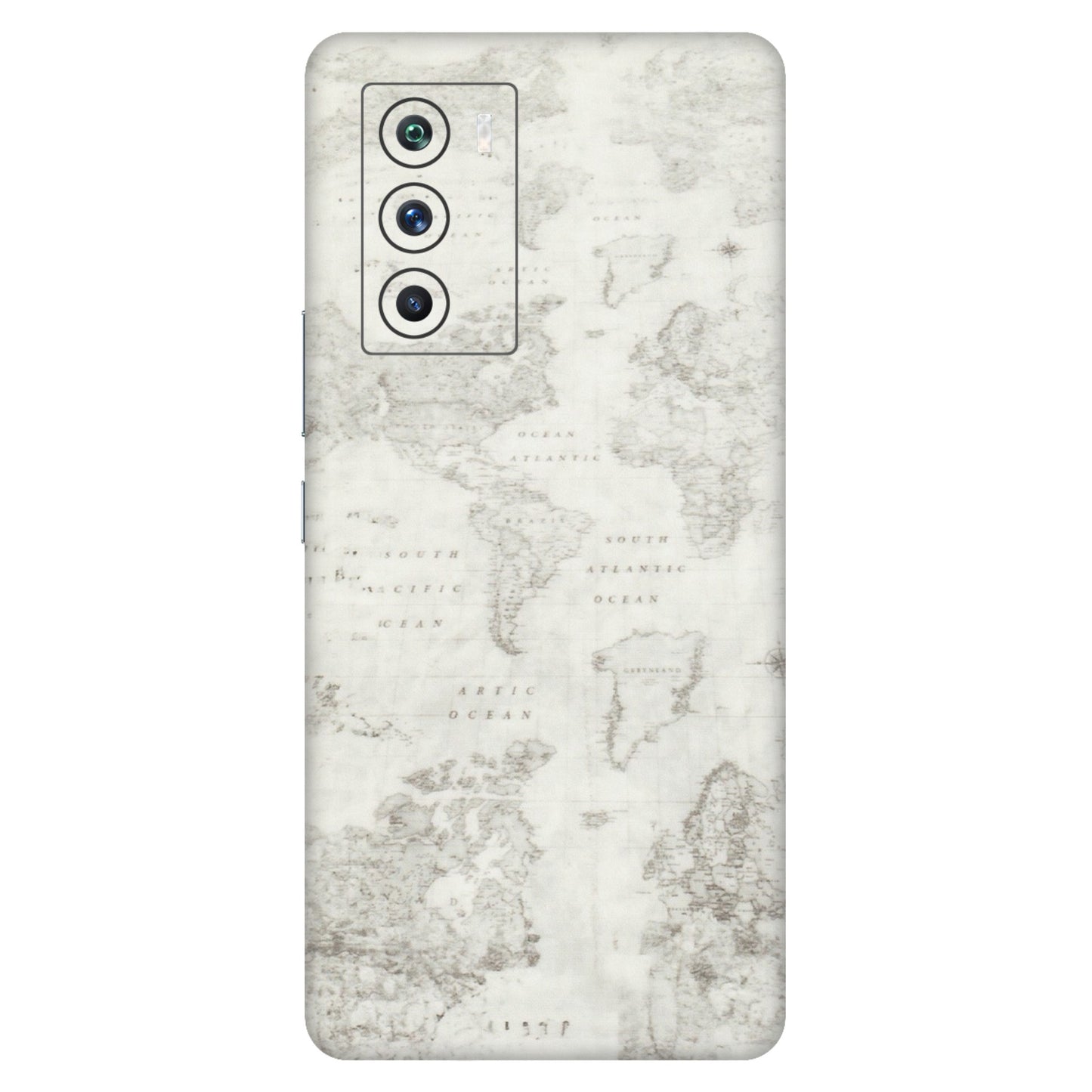IQOO Phone Skins (All Models) - World Travel Map - Transparent Finish (T-04) IQOO 9 SE 5G