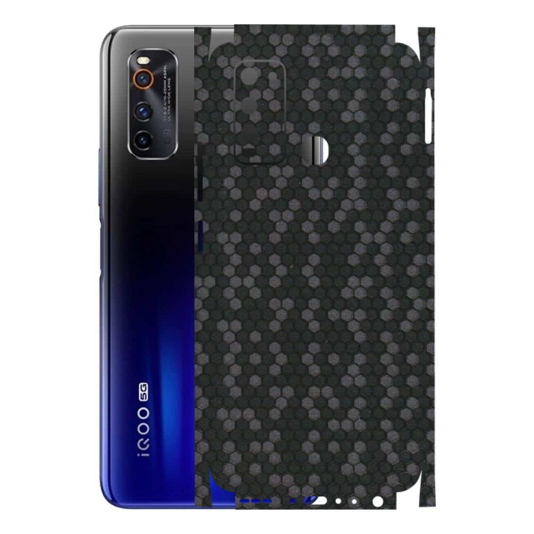 IQOO Phone Skins (All Models) - Black Grey Honeycomb Sober - 3D Embossed Finish (L-85) IQOO Neo 3