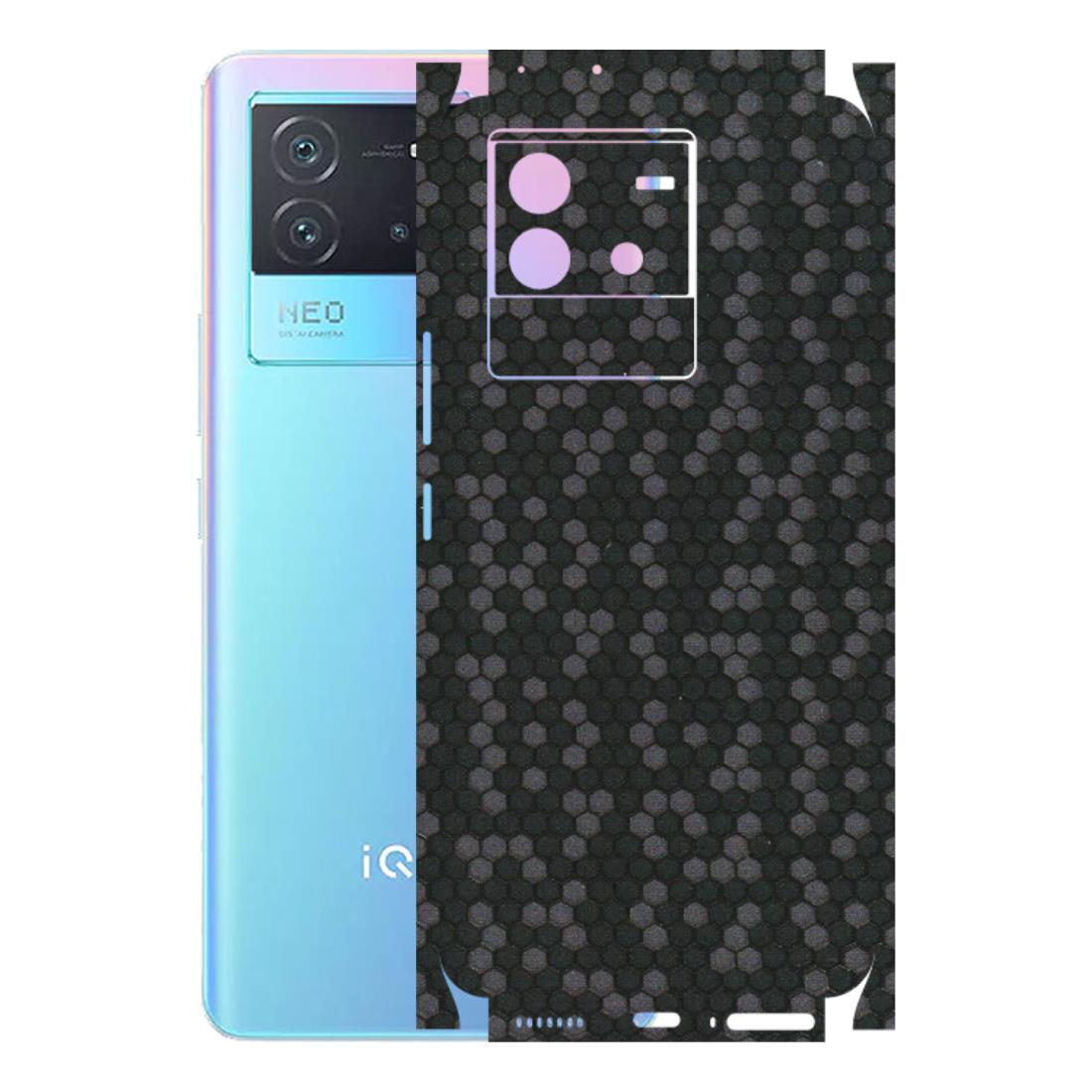 IQOO Phone Skins (All Models) - Black Grey Honeycomb Sober - 3D Embossed Finish (L-85) IQOO Neo 6 5G
