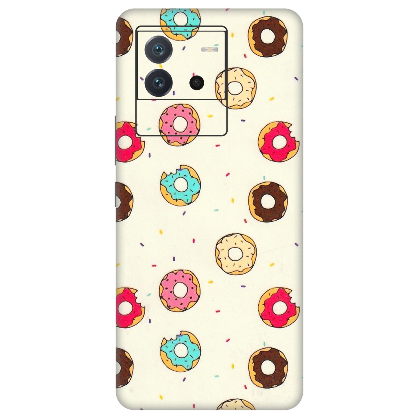 IQOO Phone Skins (All Models) - Mini Donuts Doodle Art - 3D Embossed Finish (L-122) IQOO Neo 6 5G