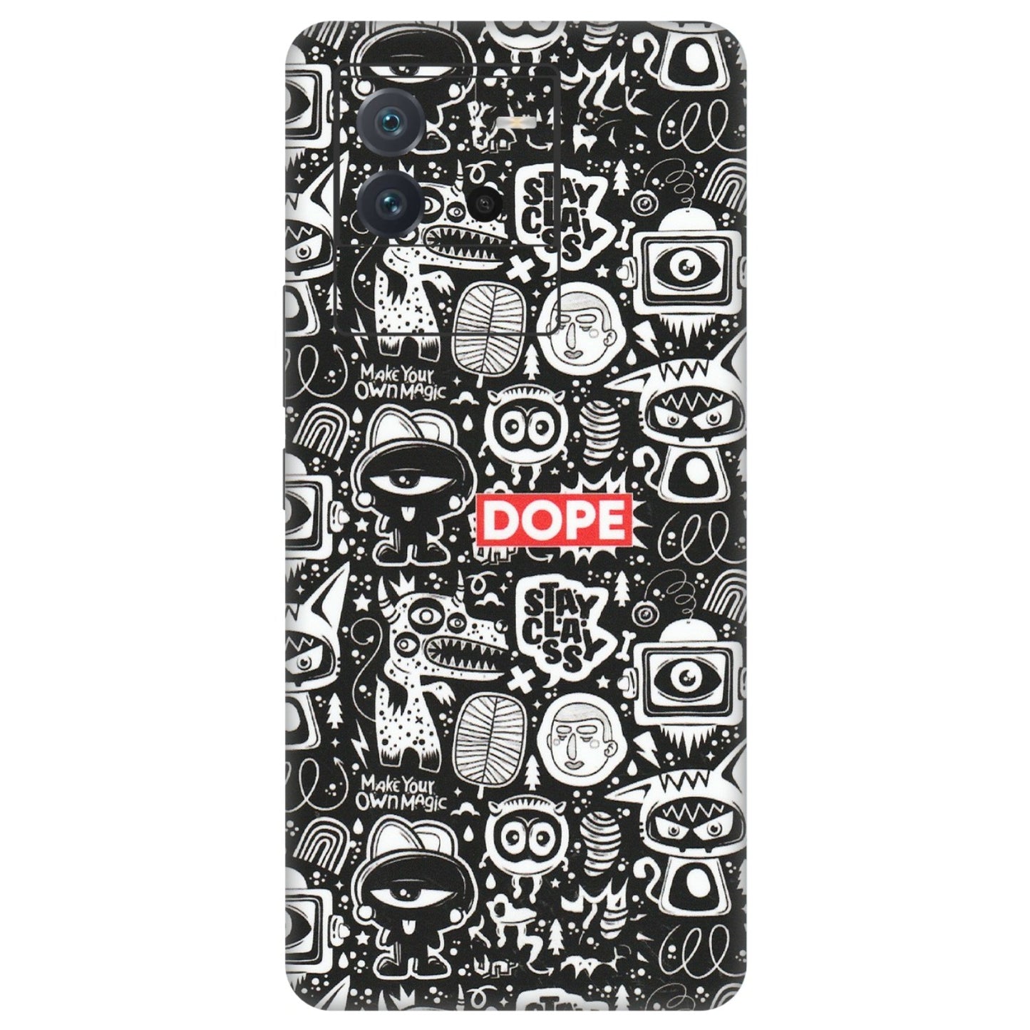 IQOO Phone Skins (All Models) - Dope Stay Classy Black Doodles - Matte Finish (M-126) IQOO Neo 6 5G