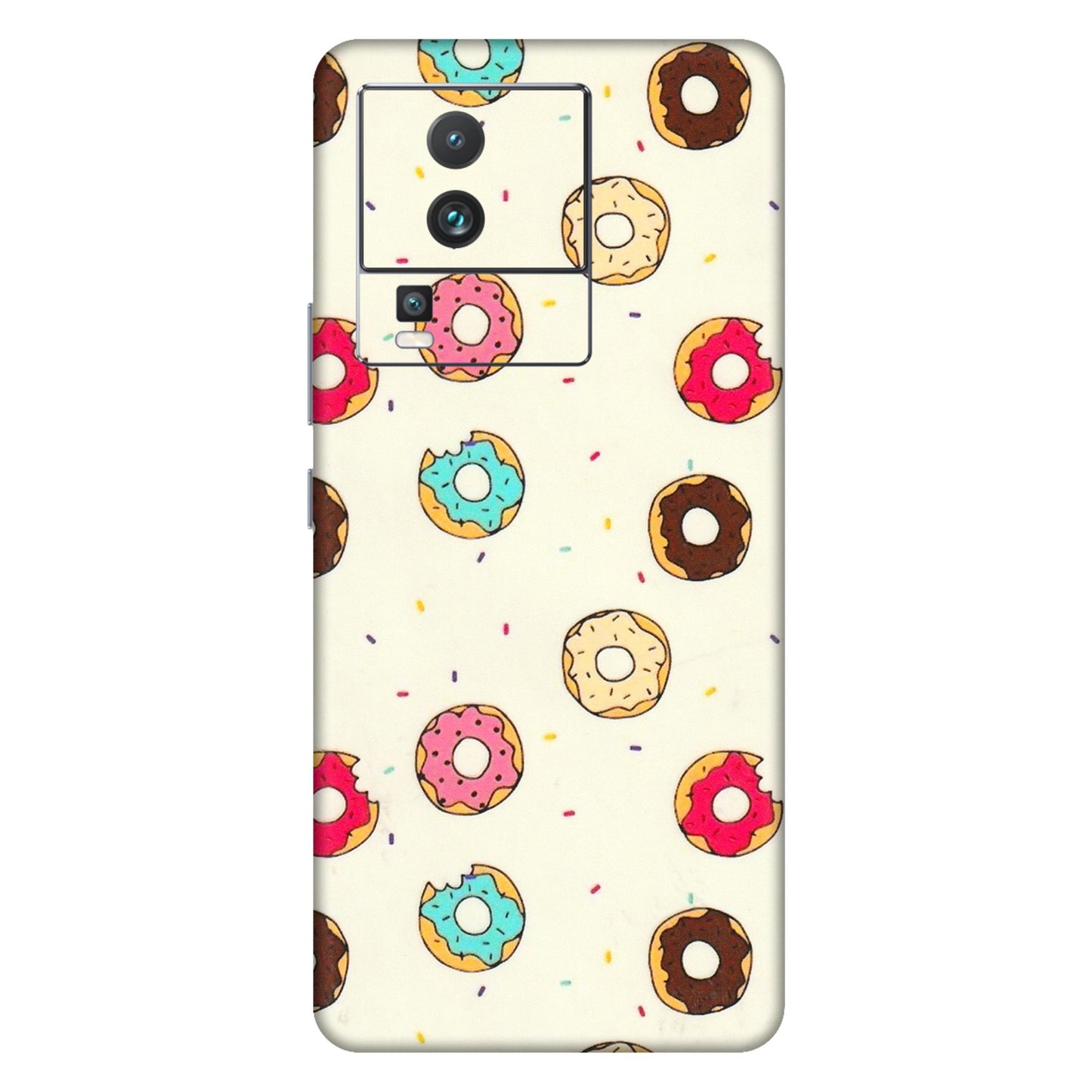 IQOO Phone Skins (All Models) - Mini Donuts Doodle Art - 3D Embossed Finish (L-122) IQOO Neo 7 5G