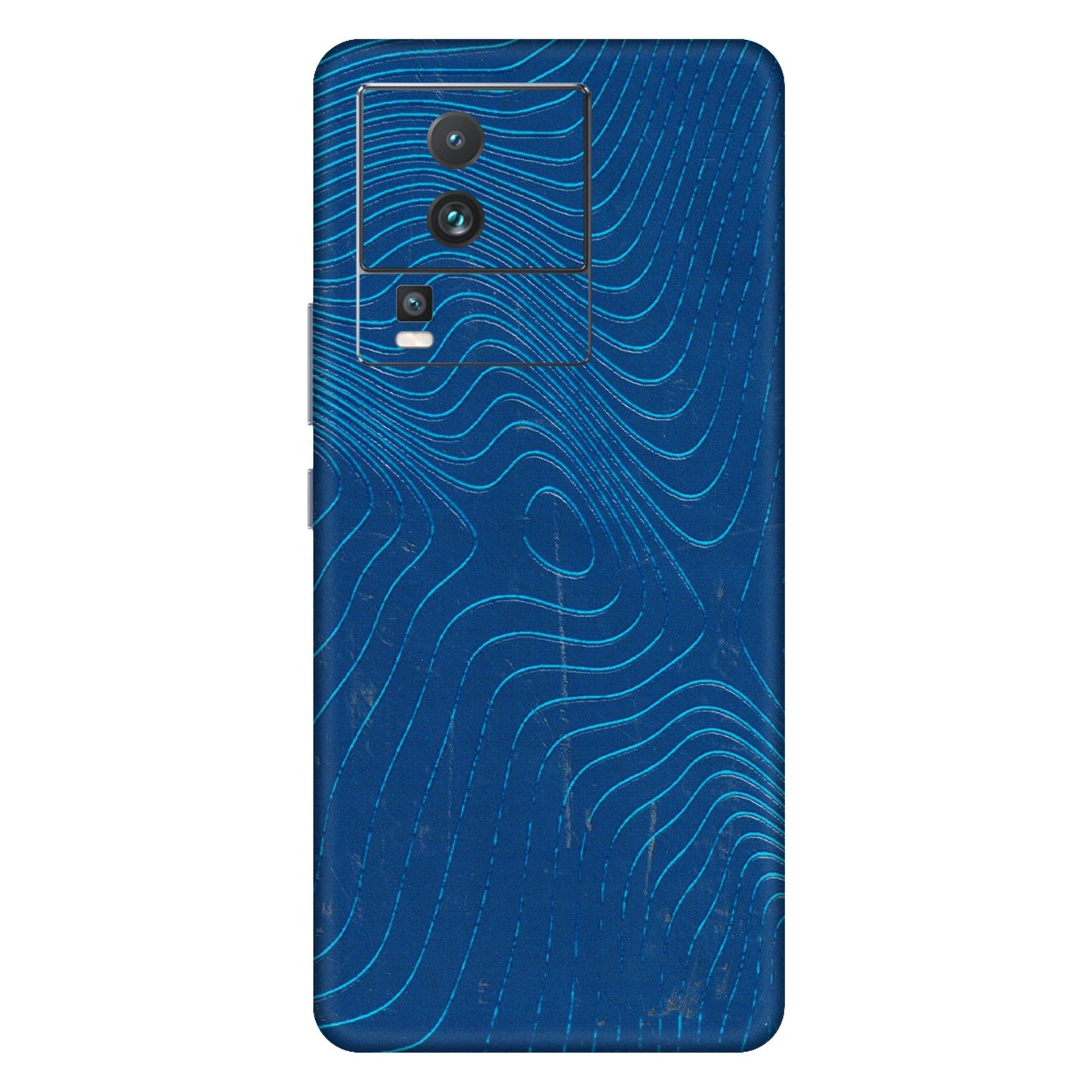 IQOO Phone Skins (All Models) - Abstract Blue Line Map - 3D Embossed Finish (L-272) IQOO Neo 7 5G
